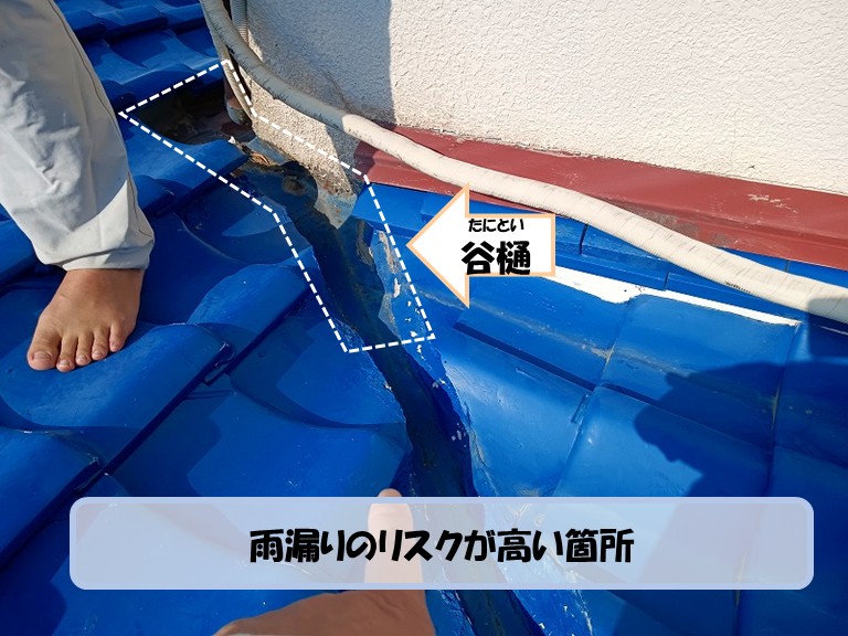 阪南市　雨漏りのリスクが高い箇所・谷樋